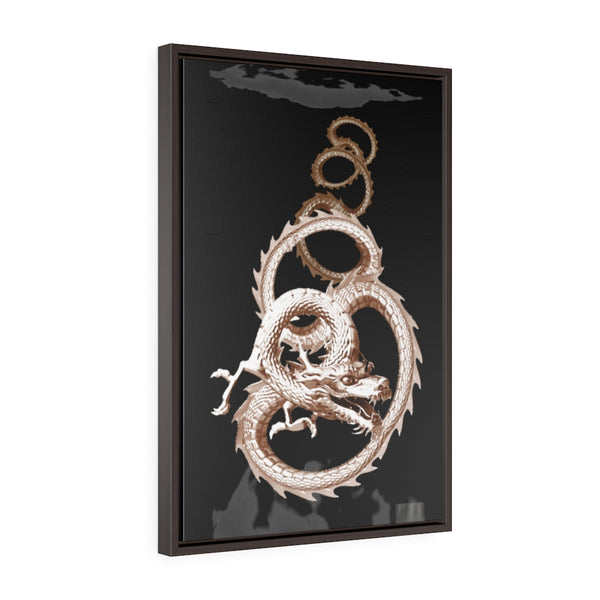 Silver Dragon Vertical Framed Canvas