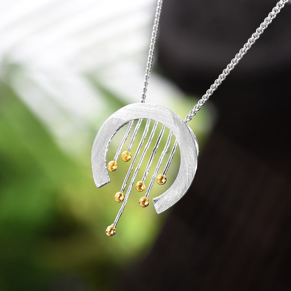 Sterling Silver Handmade Curtain Pendant - (S925 - Sterling Silver)