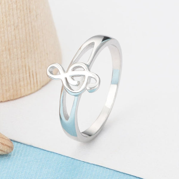 Sterling Silver Musical Note Ring - (S925 - Sterling Silver)