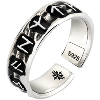Sterling Silver Vikings Ring With Rune - (S925 - Sterling Silver)