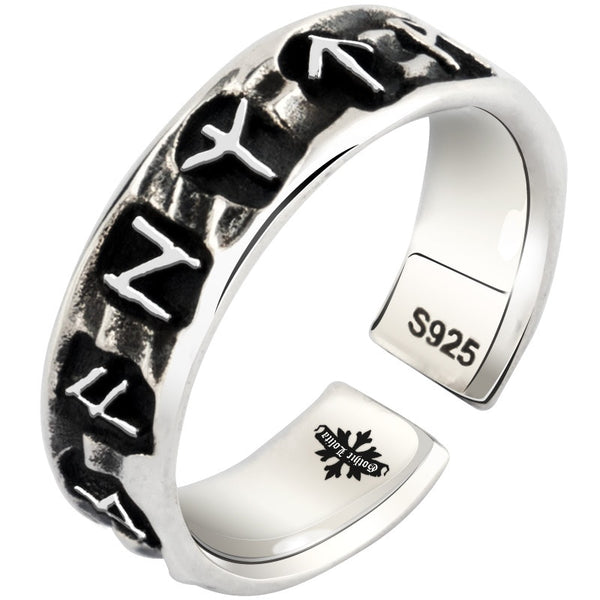 Sterling Silver Vikings Ring With Rune - (S925 - Sterling Silver)