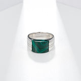 Natural Malachite Silver Ring - (S925 - Sterling Silver)