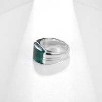 Natural Malachite Silver Ring - (S925 - Sterling Silver)
