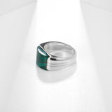 Natural Malachite Silver Ring - (S925 - Sterling Silver)