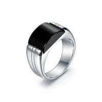 Natural Black Onyx Silver Ring - (S925 - Sterling Silver)