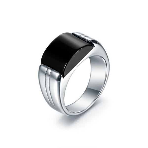 Natural Black Onyx Silver Ring - (S925 - Sterling Silver)