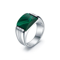 Natural Malachite Silver Ring - (S925 - Sterling Silver)