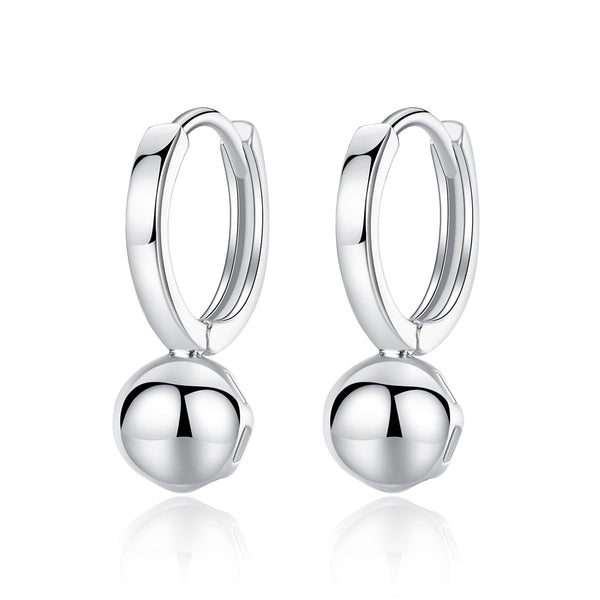 Sterling Silver Simple Round Bead Earrings - (S925 - Sterling Silver)