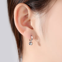 Sterling Silver Simple Round Bead Earrings - (S925 - Sterling Silver)