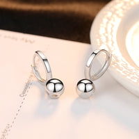 Sterling Silver Simple Round Bead Earrings - (S925 - Sterling Silver)