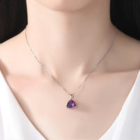Sterling Silver Rainbow Stone Pendant with Necklace - (S925 - Sterling Silver)