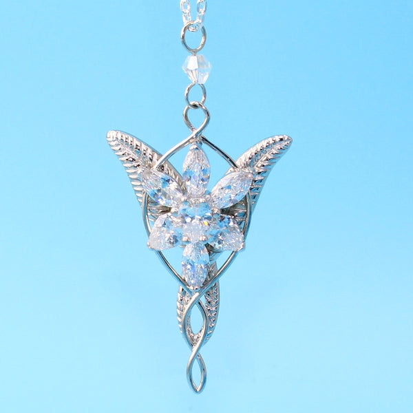 Sterling Silver Elven Evenstar Pendant with Necklace - (S925 - Sterling Silver)