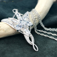 Sterling Silver Elven Evenstar Pendant with Necklace - (S925 - Sterling Silver)