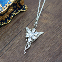 Sterling Silver Elven Evenstar Pendant with Necklace - (S925 - Sterling Silver)