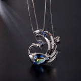 Sterling Silver Peacock Brooch Pendant with Blue Quartz - (S925 - Sterling Silver)