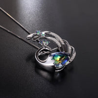 Sterling Silver Peacock Brooch Pendant with Blue Quartz - (S925 - Sterling Silver)