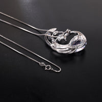 Sterling Silver Peacock Brooch Pendant with Blue Quartz - (S925 - Sterling Silver)