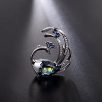 Sterling Silver Peacock Brooch Pendant with Blue Quartz - (S925 - Sterling Silver)