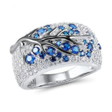 Silver Peach Blossom Crystal Ring - (S925 - Sterling Silver)