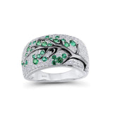 Silver Peach Blossom Crystal Ring - (S925 - Sterling Silver)