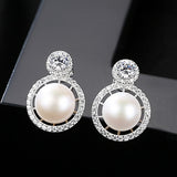 Sterling Silver Freshwater Pearl Stud Earrings - (S925 - Sterling Silver)