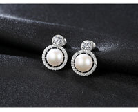 Sterling Silver Freshwater Pearl Stud Earrings - (S925 - Sterling Silver)