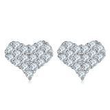 Sterling Silver Moissanite Diamond Heart Necklace with Earrings - (S925 - Sterling Silver)