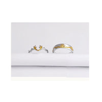 Sterling Silver Antler and Forest Couple Ring - (S925 - Sterling Silver)