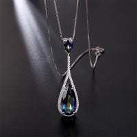 Silver Quartz Water Drop Gemstone Necklace - (S925 - Sterling Silver)