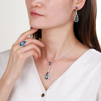 Silver Quartz Water Drop Gemstone Necklace - (S925 - Sterling Silver)