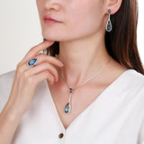 Silver Quartz Water Drop Gemstone Necklace - (S925 - Sterling Silver)
