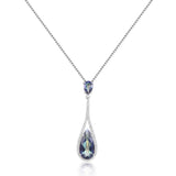 Silver Quartz Water Drop Gemstone Necklace - (S925 - Sterling Silver)