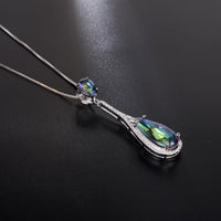 Silver Quartz Water Drop Gemstone Necklace - (S925 - Sterling Silver)