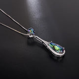 Silver Quartz Water Drop Gemstone Necklace - (S925 - Sterling Silver)