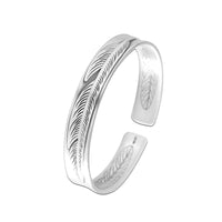 Carved Silver Feather Bracelet - (S999 - Fine Silver)