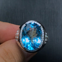 Natural Blue Topaz Silver Ring - (S925 - Sterling Silver)