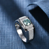 Silver Green Moissanite Ring - (S925 - Sterling Silver)
