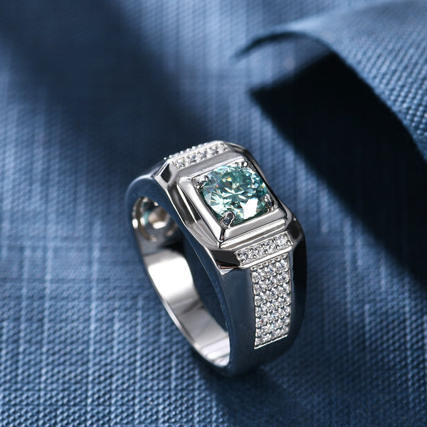 Silver Green Moissanite Ring - (S925 - Sterling Silver)