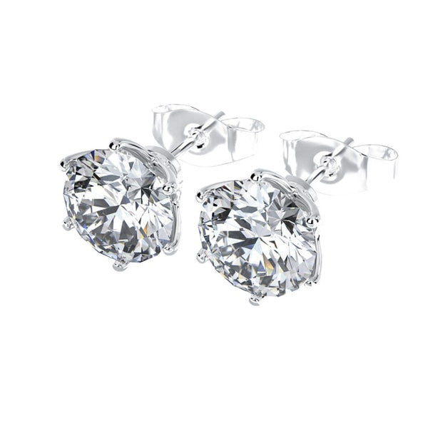 Silver Heart Shape Moissanite Stud Earrings - (S925 - Sterling Silver)