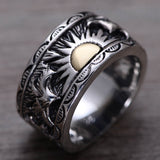 Sterling Silver Eagle Sun Ring - (S925 - Sterling Silver)
