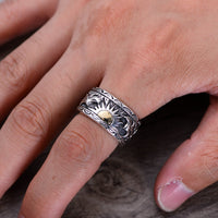 Sterling Silver Eagle Sun Ring - (S925 - Sterling Silver)