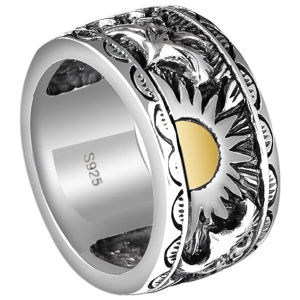 Sterling Silver Eagle Sun Ring - (S925 - Sterling Silver)