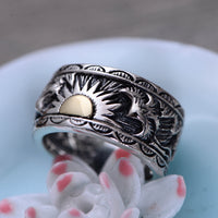 Sterling Silver Eagle Sun Ring - (S925 - Sterling Silver)