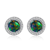 Sterling Silver Opal Stud Earrings - (S925 - Sterling Silver)
