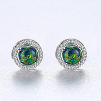 Sterling Silver Opal Stud Earrings - (S925 - Sterling Silver)
