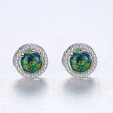 Sterling Silver Opal Stud Earrings - (S925 - Sterling Silver)