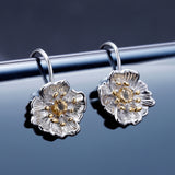 Silver Flower Citrine Ring with Earrings - (S925 - Sterling Silver)