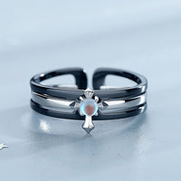 Silver Moonstone Couples Ring - (S925 - Sterling Silver)