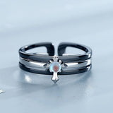 Silver Moonstone Couples Ring - (S925 - Sterling Silver)