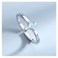 Silver Moonstone Couples Ring - (S925 - Sterling Silver)